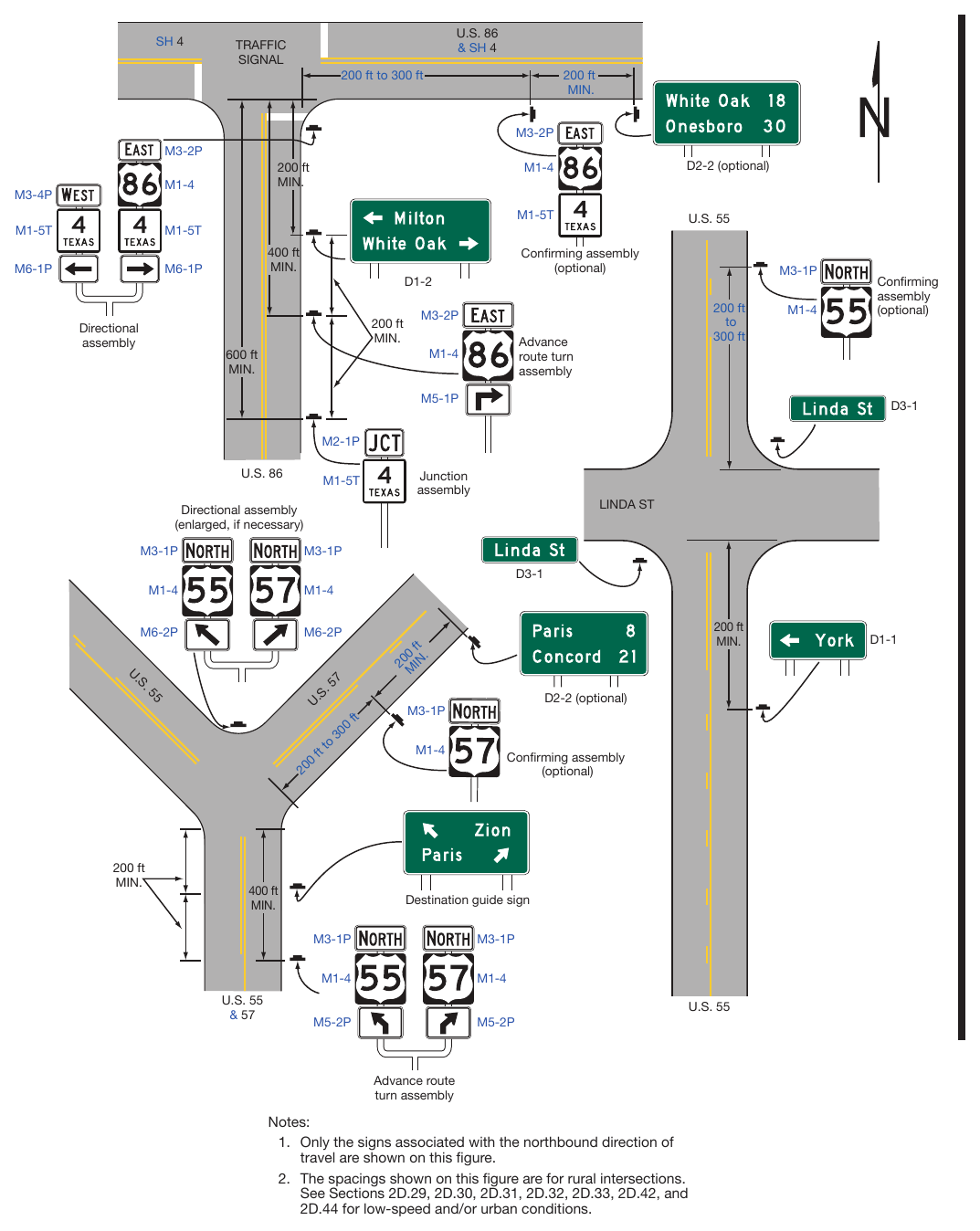 Figure 2D-8. Illustration of Directional Assemblies and Other Route Signs (Sheet 3 of 4) SH 4