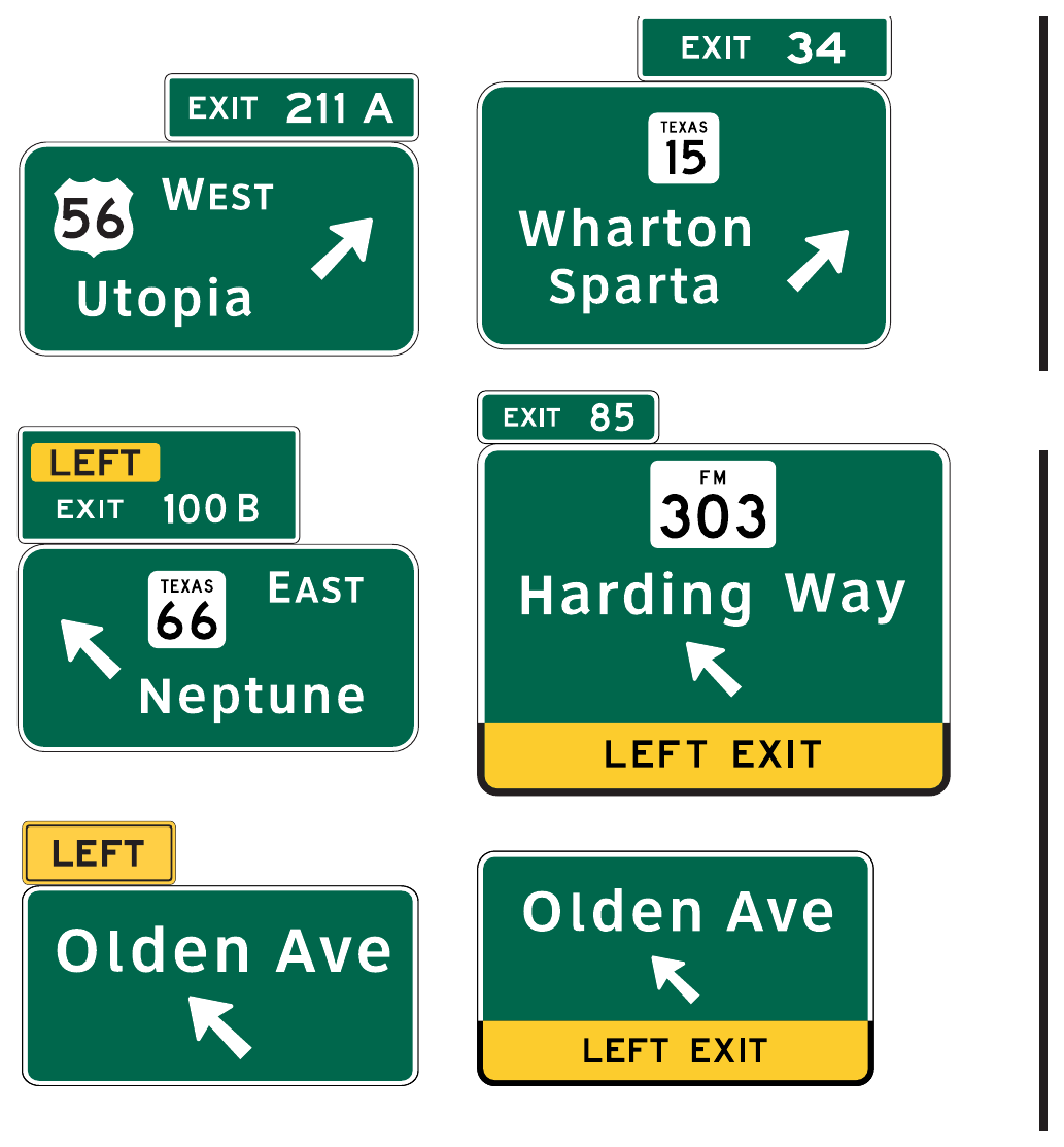 Figure 2E-12. Examples of Exit Direction Signs