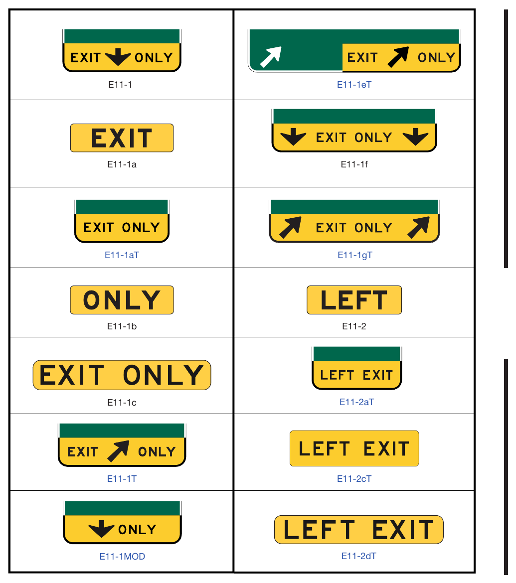 Figure 2E-17. EXIT ONLY and LEFT Sign Panels