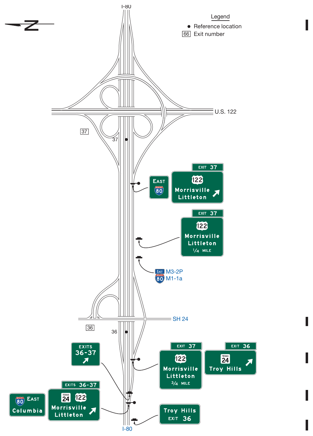 Figure 2E-32. Examples of Guide Signs for Successive Interchanges with Collector-Distributor Roadways (Sheet 1 of 2)