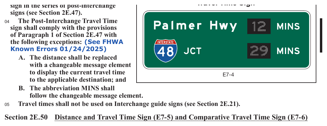 Figure 2E-51. Example of a Post-Interchange Travel Time Sign