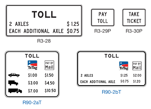Figure 2F-2. Toll Plaza Regulatory Signs and Plaques