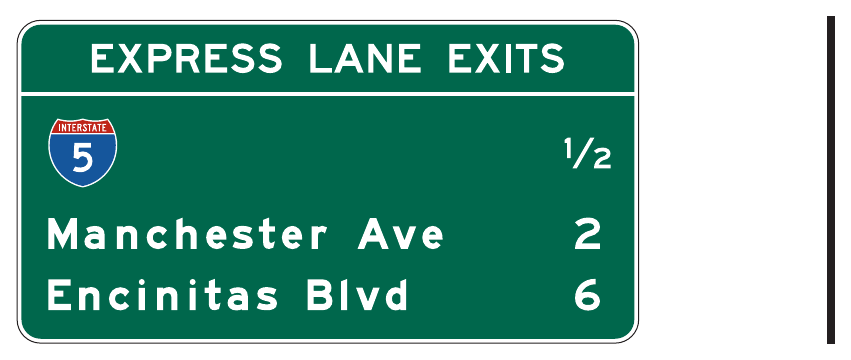 Figure 2G-25. Example of an Exit Destinations Sign for a Managed Lane