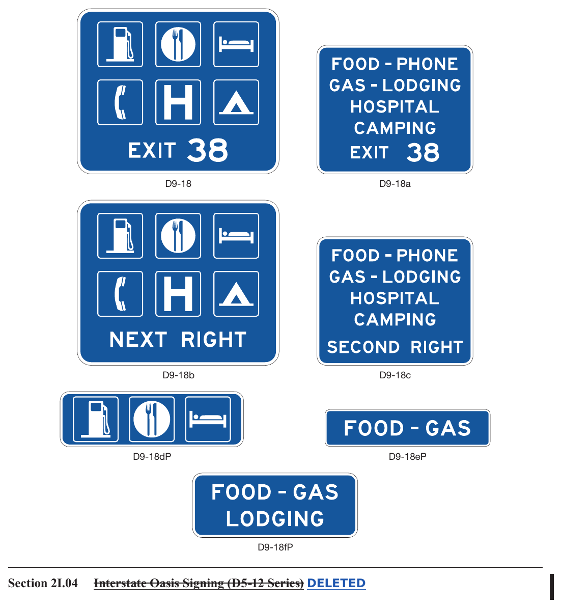 Figure 2I-3. Examples of General Service Signs with and without Exit Numbering