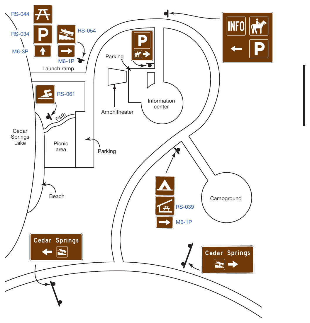 Figure 2M-4. Examples of Symbol and Destination Guide Signing Layout