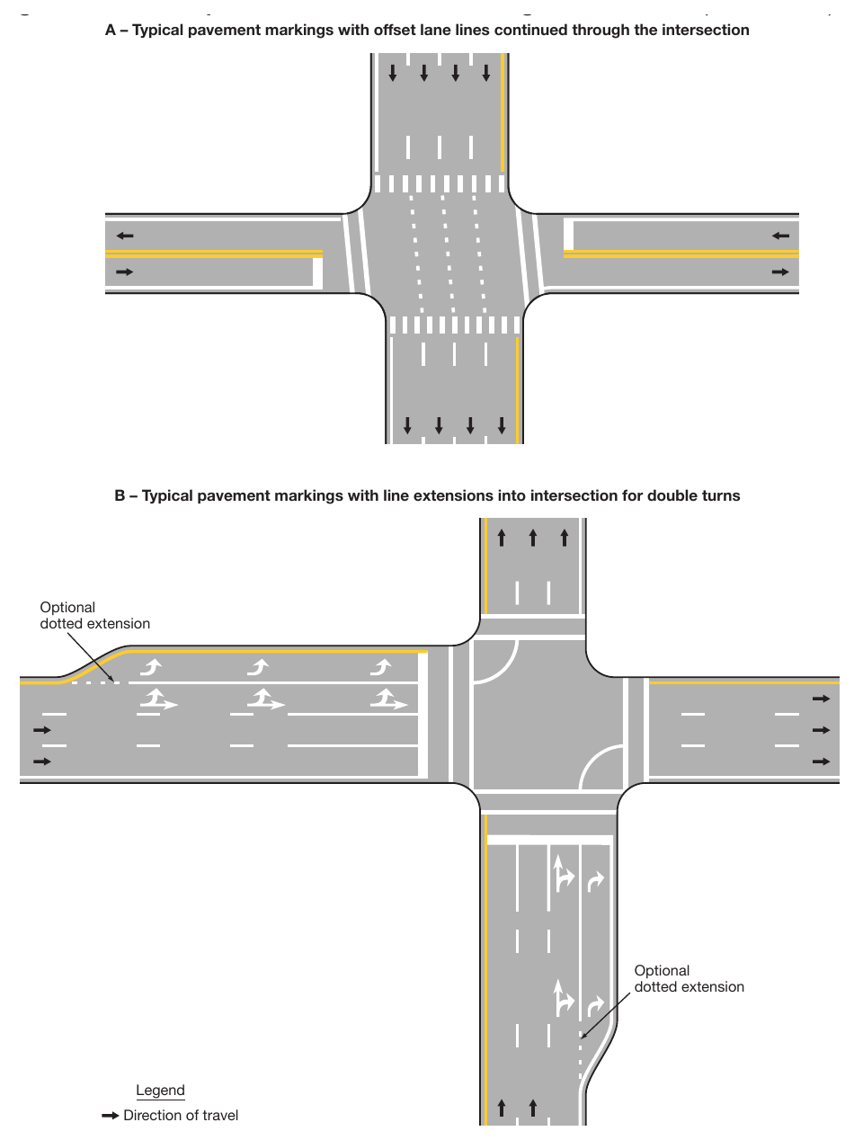 Figure 3B-13. Examples of Line Extensions through Intersections (Sheet 1 of 2)