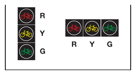 Figure 4H-1. Typical Arrangements of Bicycle Signal Faces