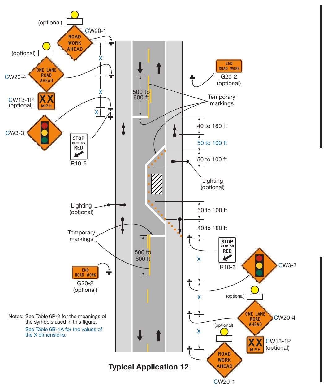Figure 6P-12. Lane Closure on a Two-Lane Road Using Temporary Traffic Control Signals (TA-12)