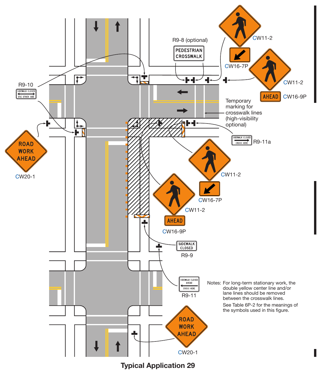 Figure 6P-29. Crosswalk Closures and Pedestrian Detours (TA-29)