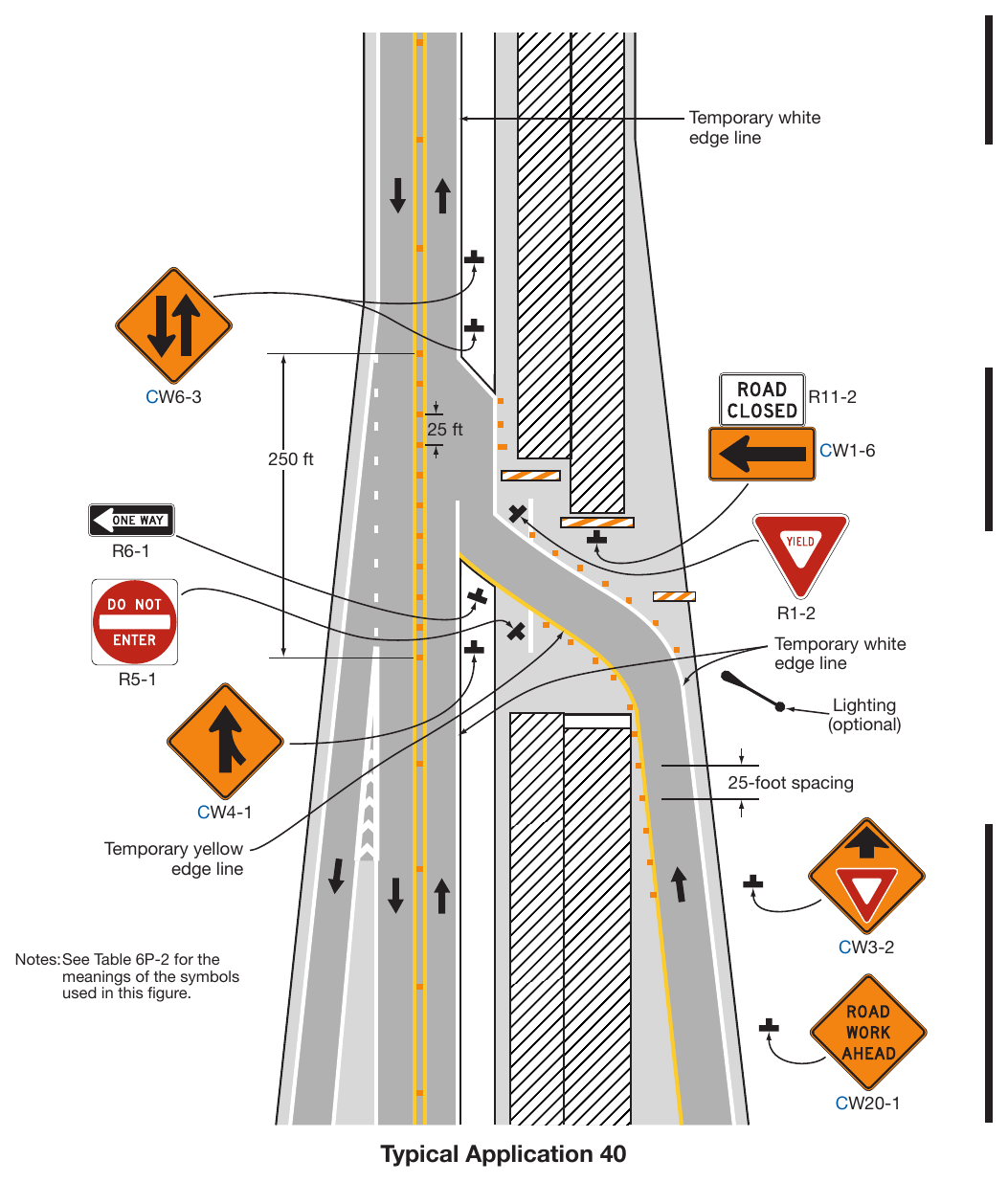 Figure 6P-40. Median Crossover for an Entrance Ramp (TA-40)