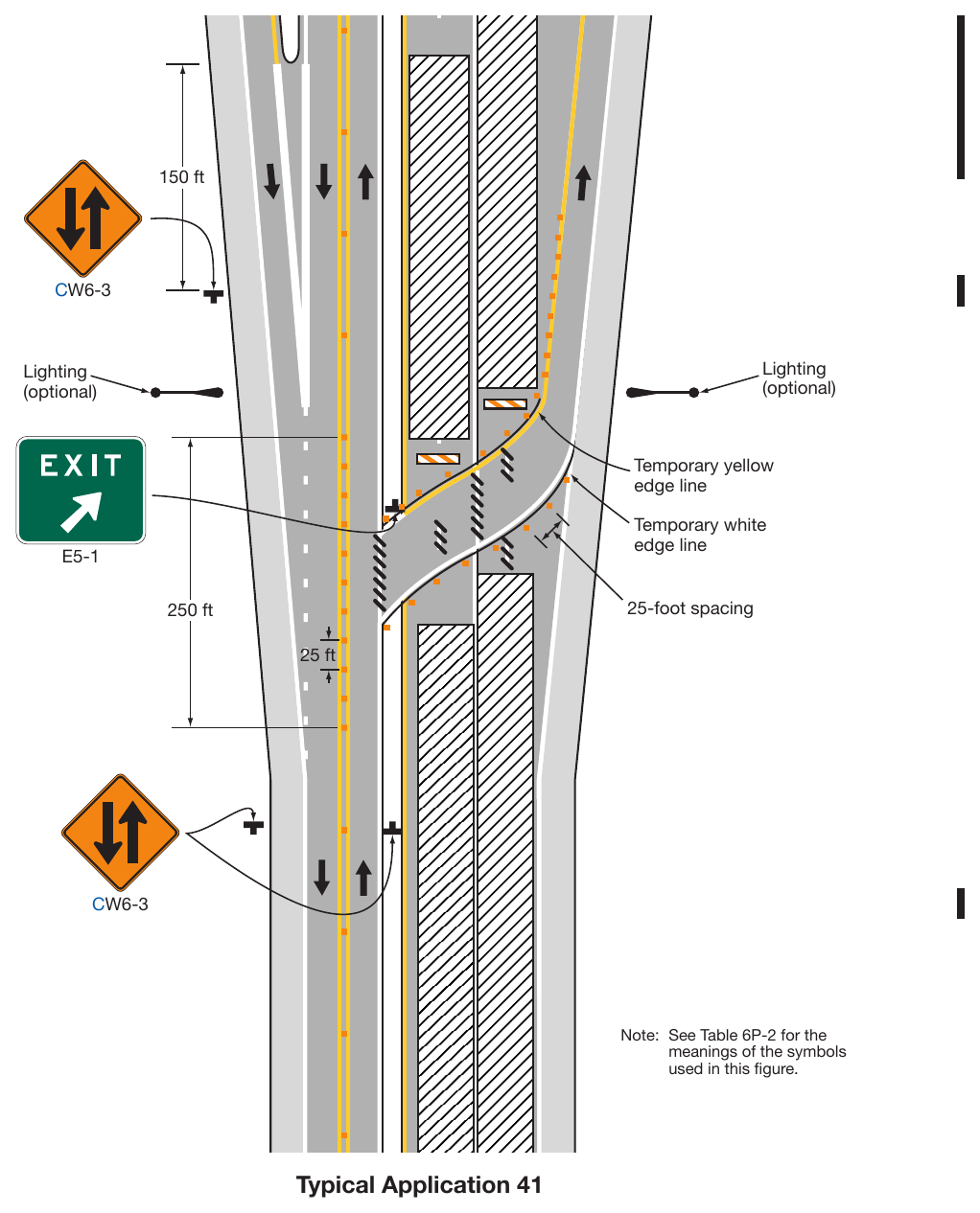 Figure 6P-41. Median Crossover for an Exit Ramp (TA-41)