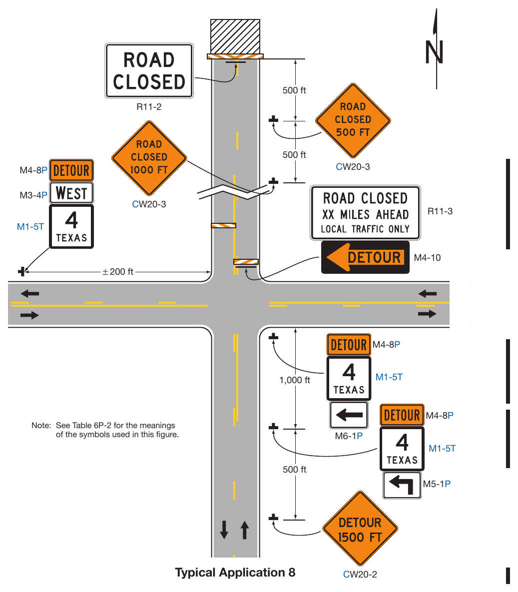 Figure 6P-8. Road Closure with an Off-Site Detour (TA-8)