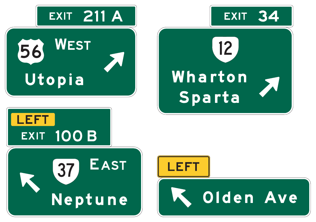Figure 2E-12(VA). Examples of Exit Direction Signs