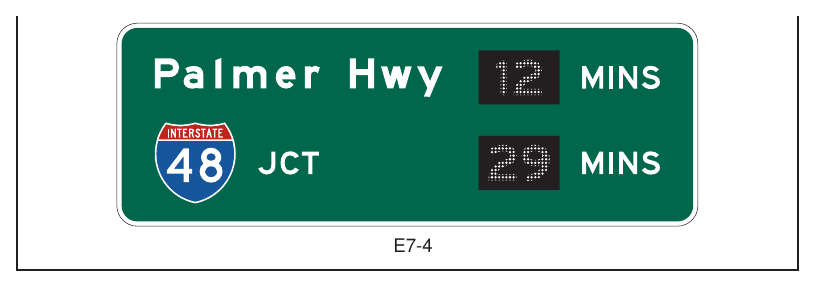 Figure 2E-51. Example of a Post-Interchange Travel Time Sign