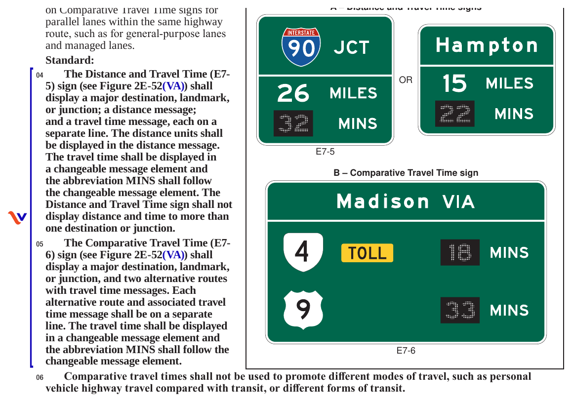 Figure 2E-52(VA). Examples of Travel Time Signs