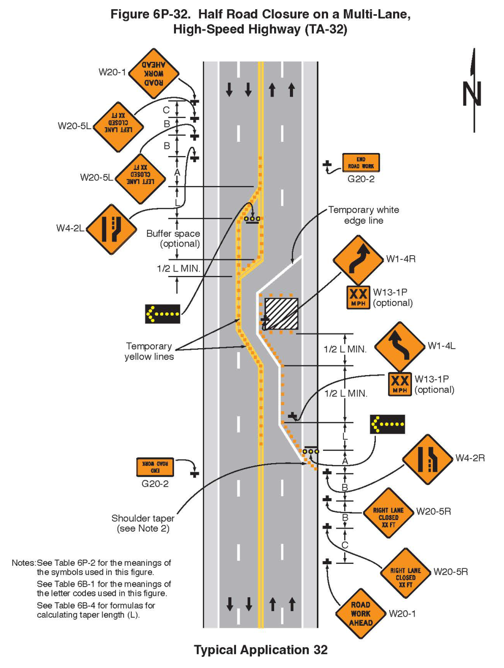 Figure 6P-32. Half Road Closure on a Multi-Lane,